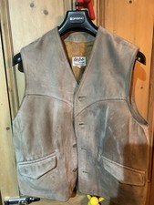 duffer st george vintage Leather Waistcoat Used Worn Heavy Scuffs Marks Large