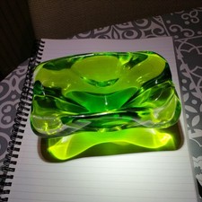 Murano Mid Century Translucent Green Sommerso Ashtray/ Dish  ( possible Seguso )