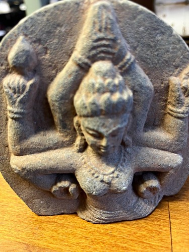 Grey stone buddha relief - stone,