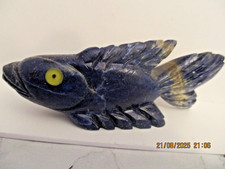 LAPIS LAZULI GEMSTONE DETAILED CARVING -FISH 19.5 CM LENGTH , 117.2 GRAM WEIGHT