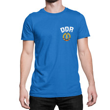 Mens DDR East Germany  Cotton T-Shirt CHEST Logo Retro Football Patriotic