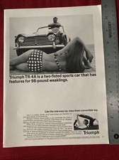 Triumph TR-4A Convertible Sports Car 1965 Print Ad - Great To Frame!