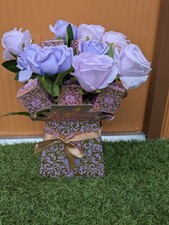 New TheGiftBox Luxury Candle Bouquet Faux Flowers violet Candles RRP £45