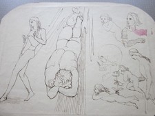 Antique C19th Drawing of Nude Figurative Studies
