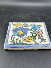 Antique Excellent Shape / Moorish/Turkish? Spanish? Glazed Floral Tile / 