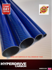 Carbon Fibre Tube 500mm Length Different Diameters Gloss Twill Blue UK