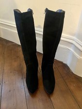 Black Suede Aquatalia Long Boots with Studs - Sz 6 (EU 39)