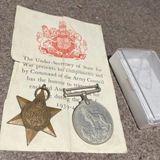 ww2 medals original issue no name the Africa Star  The 1939 War Medal (circular)