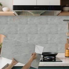 100PACK Self-Adhesive Tile Marble PVC Cladding Wall Panels for Kitchen Bathroom