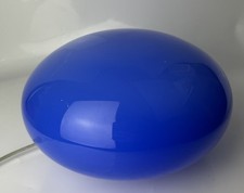 Vintage Eglo Large Retro Glass Globe Table Lamp Round Ball Blue MCM