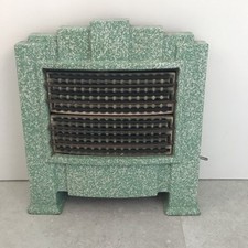 Art Deco Revo Green Enamel Electric Heater UNTESTED Great Film Prop 38cm high