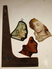 3 Original Antique Hand-painted  Heads 2 with Crack 1@ 1960s @1930 1@ 1860s JH