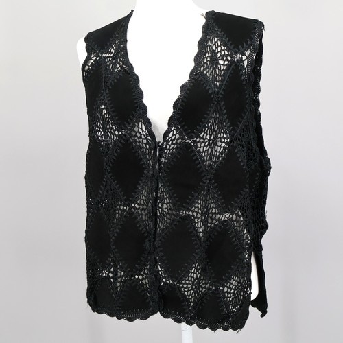 Suede crochet vest - vest, xl