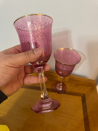 Vintage colored glass gilt - colored,