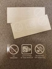 PACK of 2 CCTV Active - No smoking - No eating taxi sign - Car Window Stickers