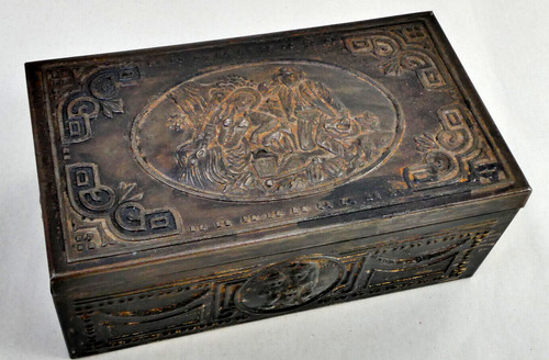 Victorian tin cigarette box - tin,