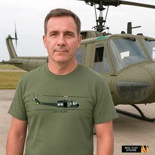AeroArt - Classic Bell Huey Helicopter Artwork Design T-Shirt