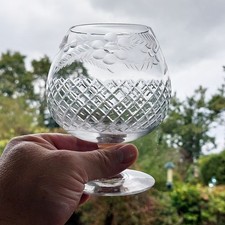 Beautiful Antique Brandy Balloon Cut Glass Victorian Antique