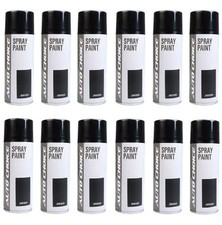12 x AEROSOL SATIN BLACK SPRAY PAINT AUTOCHOICE CAR MULTI-PURPOSE 400ML