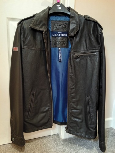 Superdry leather jacket mens - leather,