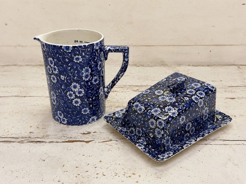 Vtg crownford blue calico - vtg,