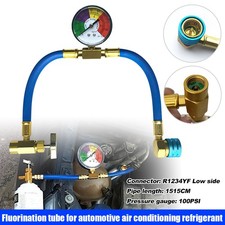 R1234YF Air Conditioning Refrigerant Charging Hose Recharge Kit Car Gauges Right