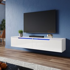 140/160/180cm High Gloss Floating LED TV Stand Unit Storage Cabinet Black/White