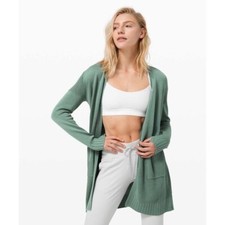 Lululemon Sincerely Yours Open Sweater Cardigan Tidewater Teal Sz S READ B36