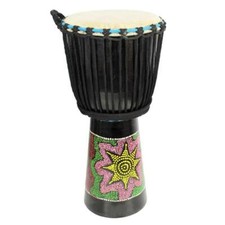 Djembe Drum 10 Inch Hand-Painted African Drum, Solid Wood, Rope Tuning - A-Star