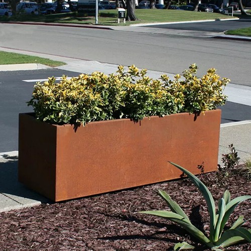 Corten steel rectangle planter - corten,