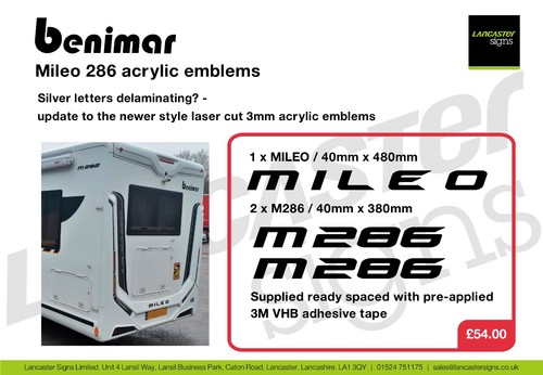Benimar mileo 286 emblems - mileo,