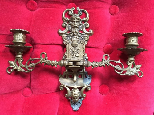 Antique brass piano double - antique,
