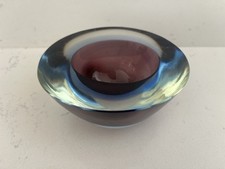 Murano Sommerso Glass Bowl Dish Blue Purple Small Vintage Vgc 