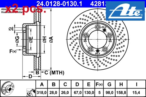 Pcs front brake disc - x2,