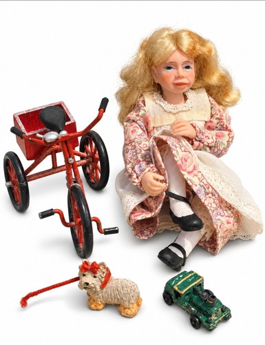 Vintage dolls house girl - house,