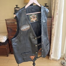 Vintage Leather Collection London Harley Davidson Vest Biker Mens XXL Conchos