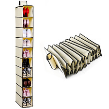 10 POCKETS HANGER GARMENTS CLOTH STORAGE SHELVES WARDROBE SHOES ORGANISER