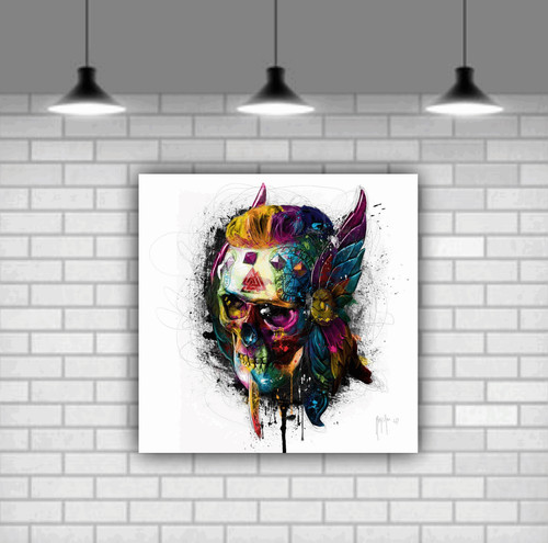 Colourful skull canvas wall - colourful,