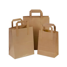 PAPER CARRIER BAGS WHITE BROWN SOS KRAFT TAKEAWAY FOOD LUNCH PARTY WITH HANDLES