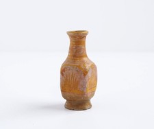 Miniature Ancient Greek/Cypriot? Terracotta Bottle with Gold Palmette Decoration