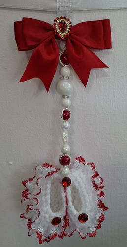 Red and white lace - , booties