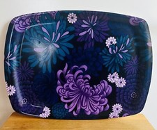 Thetford 1970’s Vintage Melamine Purple Lilac Blue Floral Ex Large Serving Tray