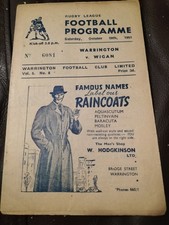 VINTAGE RUGBY LEAGUE PROGRAMME WARRINGTON V WIGAN 20TH OCTOBER 1951