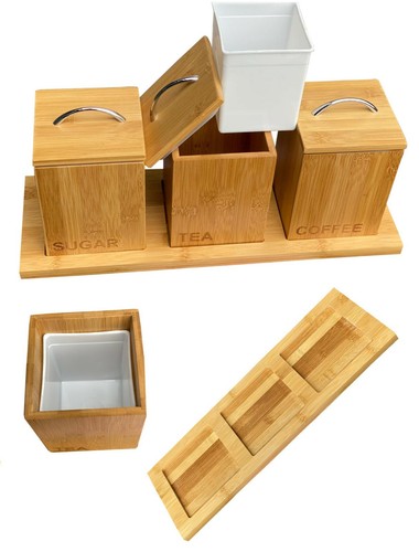 Bamboo wood tea coffee sugar - bamboo,