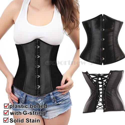 Womens black overbust boned - womens,