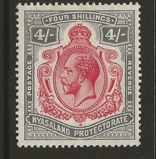 NYASALAND SG95 KGV 4s Carmine