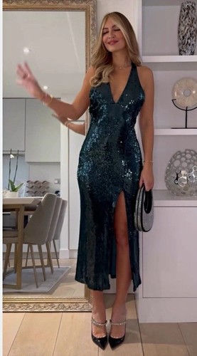 Zara green sequin - green, halter