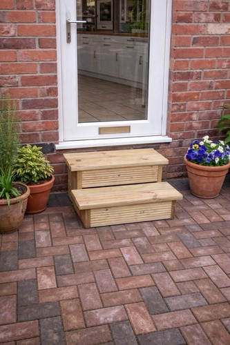 Hot tub steps wooden decking - hot, steps,