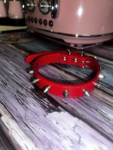 Cat dog collar leather spiked - cat,