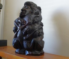 Large African tribal  Art Tree Of Life  Ebony Wooden Carving